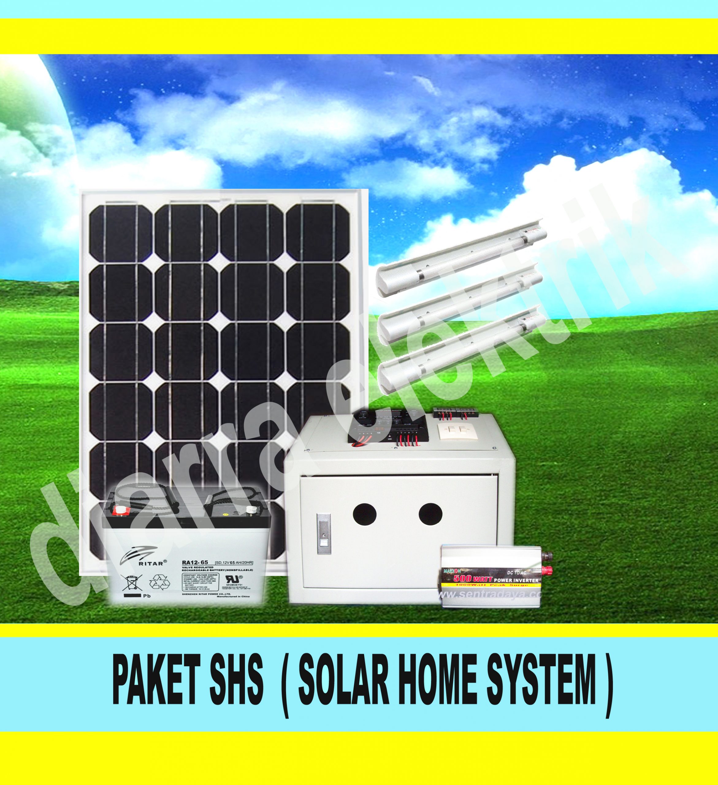 Jual Paket Solar Panel 100 watt Murah lengkap dengan batterai dan Box