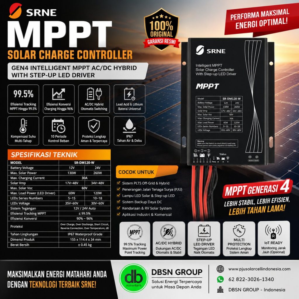 MPPT Solar Charge Controller SRNE Gen4 MPL IP67 | PLTS & PJU