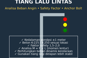 Analisa Struktur Tiang Lampu Lalu Lintas: Perhitungan Momen Lentur, Beban Dinamis, dan Stabilitas Tiang Segi Delapan