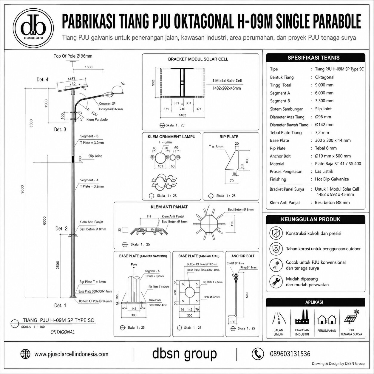 Pabrikasi Tiang PJU Oktagonal: Panduan Lengkap Spesifikasi, Ukuran, Material, Harga dan Proses Produksi